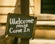 welcome signage on focus photography